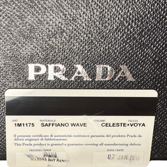 Authentic Vintage Prada Saffiano Wave Blue Leather Long Flap Wallet Celeste Voya - Picture 4 of 8